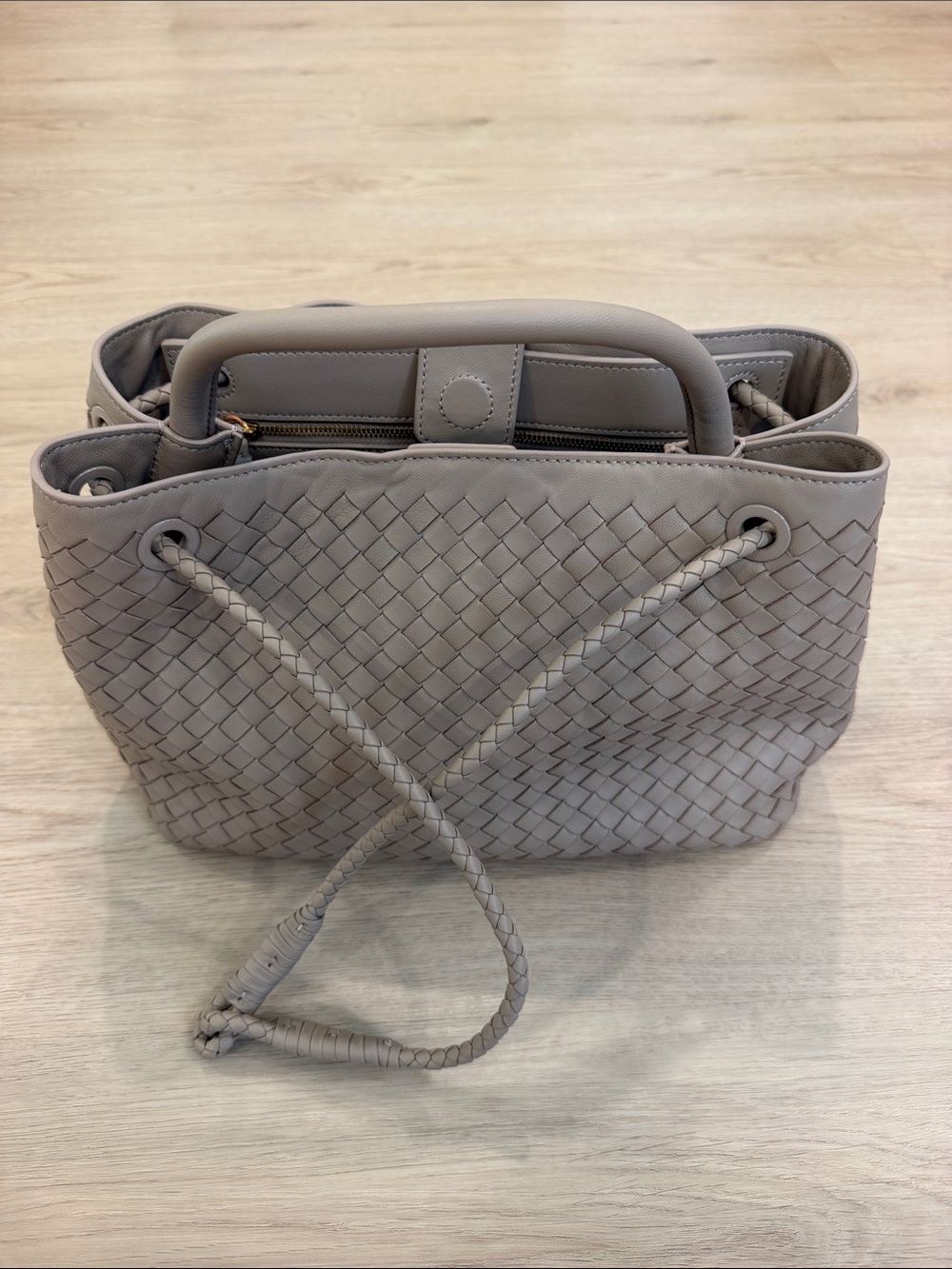 Quince New without tags Woven Leather Tote Bag in Taupe